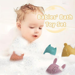 4pcs Baby Silicone Bath Toys Animal Shape Baby Interactive Bath Toys