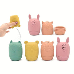 4pcs Baby Silicone Bath Toys Animal Shape Baby Interactive Bath Toys