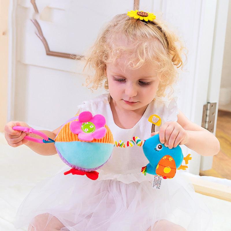 Drawstring Cloth Ball Soother Hand Grab Ball Plush Bed Bell Toy