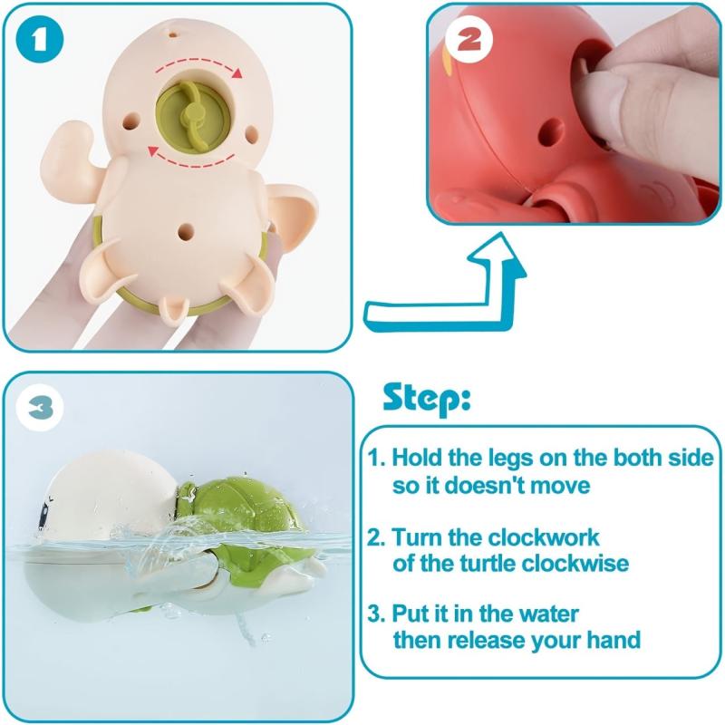 3Pcs Turtle Swimming Bath Toy For Kids Boys Girls