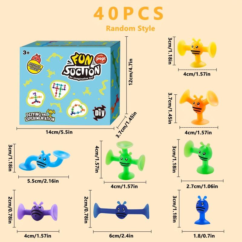 40-Piece Silicone Suction Cup Toy Set for Stress Relief & Interactive Fun