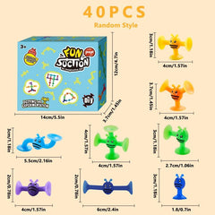 40-Piece Silicone Suction Cup Toy Set for Stress Relief & Interactive Fun