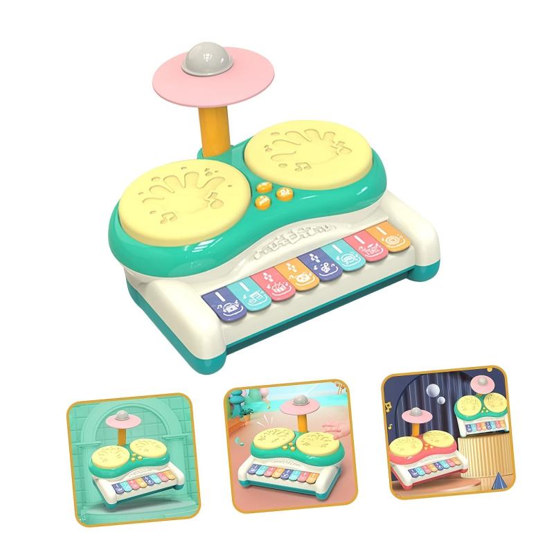 Baby Drum Set Toddler Musical Toys Piano Keyboard Drum Set Baby Light Up Toys
