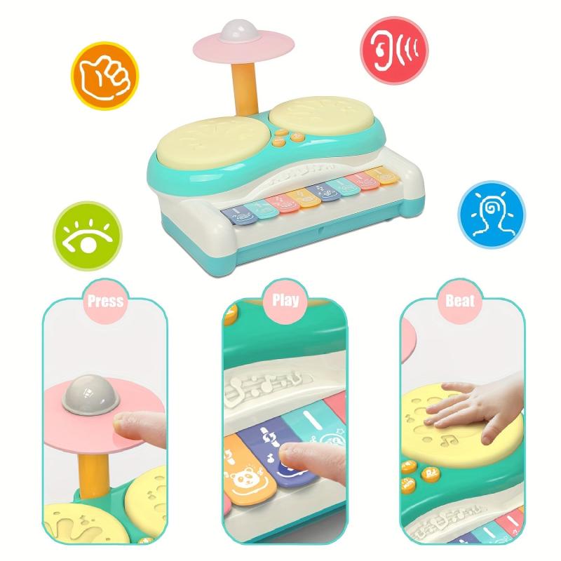 Baby Drum Set Toddler Musical Toys Piano Keyboard Drum Set Baby Light Up Toys