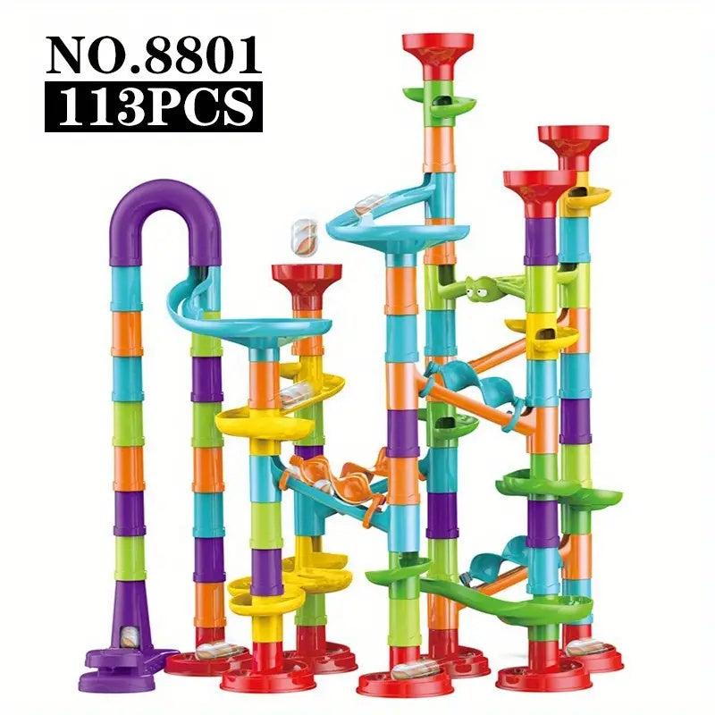 3D Building Blocks Splicing Toy with Rolling Ball Tracks