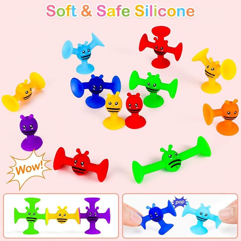 Silicone Sucker Toys 40 Pcs for Baby Bath Toddler Travel STEM Toys