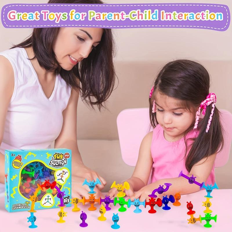 Silicone Sucker Toys 40 Pcs for Baby Bath Toddler Travel STEM Toys