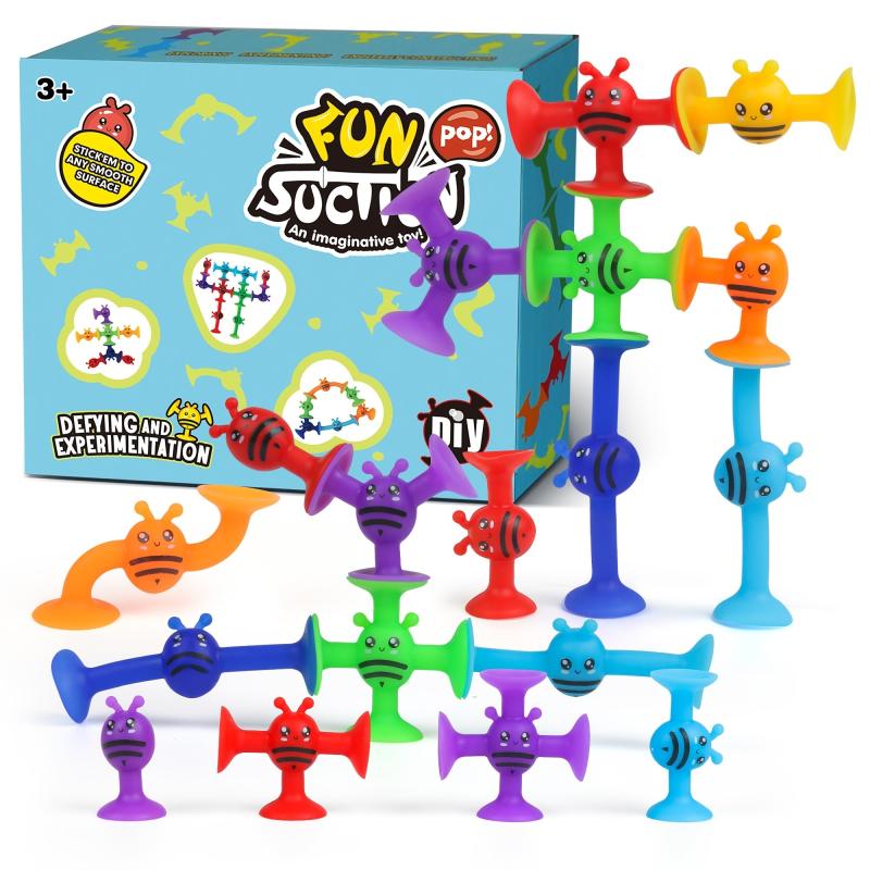 Silicone Sucker Toys 40 Pcs for Baby Bath Toddler Travel STEM Toys