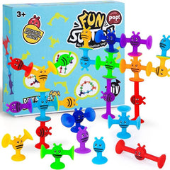Silicone Sucker Toys 40 Pcs for Baby Bath Toddler Travel STEM Toys