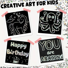 100pc Silvery Holo Scratch Art Mini Magic Note Pads Kit