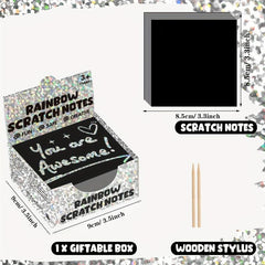 100pc Silvery Holo Scratch Art Mini Magic Note Pads Kit