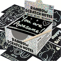 100pc Silvery Holo Scratch Art Mini Magic Note Pads Kit