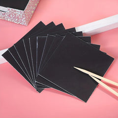 100pc Silvery Holo Scratch Art Mini Magic Note Pads Kit