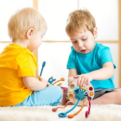 Silicone Teething Toy Sensory String Baby Rattle