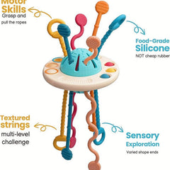 Silicone Teething Toy Sensory String Baby Rattle