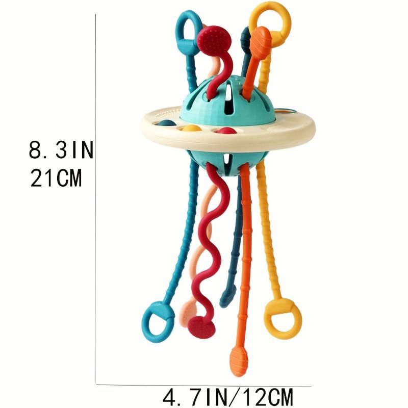 Silicone Teething Toy Sensory String Baby Rattle