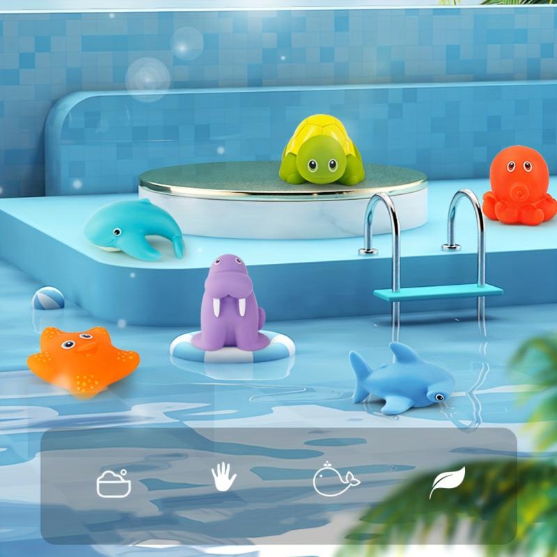 6pcs Mold Free Baby Bath Toys Animals Montessori Toys