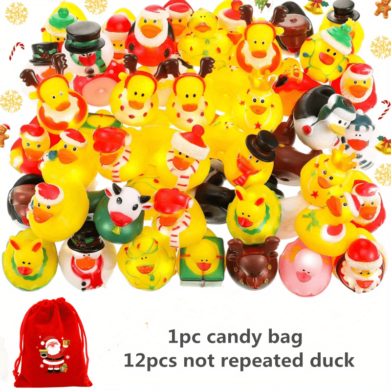30pcs Christmas Duck Kids Rubber Ducks Bath Toys Boys Girls Xmas Decor