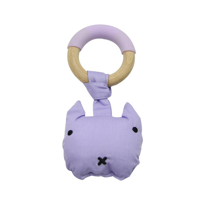 Wooden Bunny Kitten Baby Rattle Toy Gift