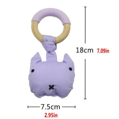 Wooden Bunny Kitten Baby Rattle Toy Gift