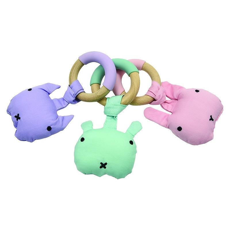 Wooden Bunny Kitten Baby Rattle Toy Gift