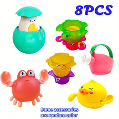 Baby Bath Toys Organizer Water Squirting Rabbit & Wind Up Duck