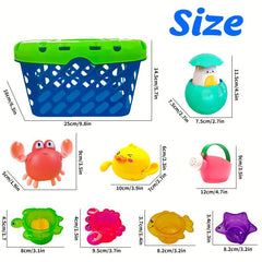 Baby Bath Toys Organizer Water Squirting Rabbit & Wind Up Duck