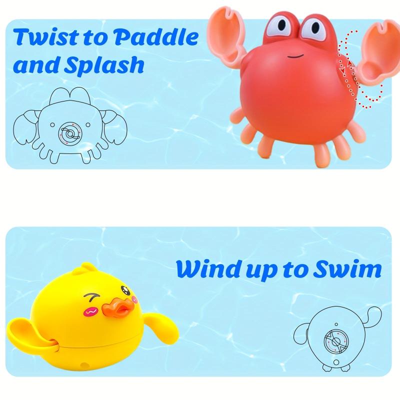 Baby Bath Toys Organizer Water Squirting Rabbit & Wind Up Duck