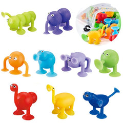 9pc Animal Silicone Building Blocks Baby Suction Cup Toys