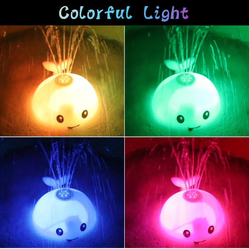 Whale Bath Toy Sprinkler for Kids, Induction Light Up Bathtub Toys