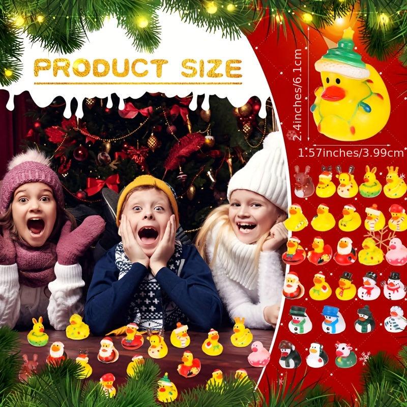 24pcs Christmas Duck Kids Rubber Ducks Bath Toys Boys Girls Christmas Decor
