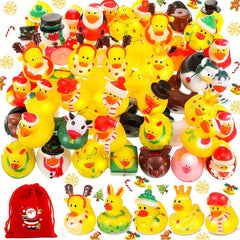 24pcs Christmas Duck Kids Rubber Ducks Bath Toys Boys Girls Christmas Decor