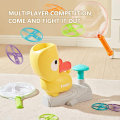 Feet Mounted Flying Disc Launcher Toy Game Set with 8 Flying Saucers