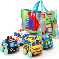 Soft Toy Cars For Baby with Map, Pull Back Cars, Car Toys for Kids