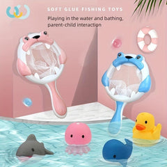Sea Lion Fishing Toy Set with Water Spray Pinch Toy for Kids