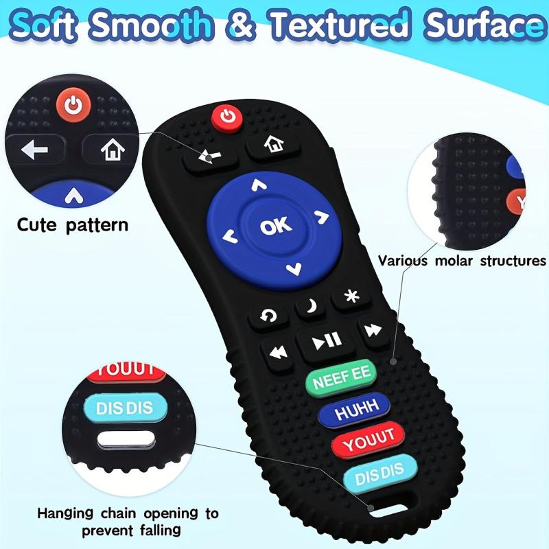Remote Control Teether Silicone Teething Toy Soft Textured Baby Chew Sens