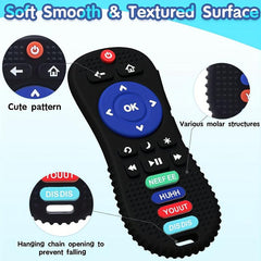 Remote Control Teether Silicone Teething Toy Soft Textured Baby Chew Sens