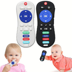 Remote Control Teether Silicone Teething Toy Soft Textured Baby Chew Sens