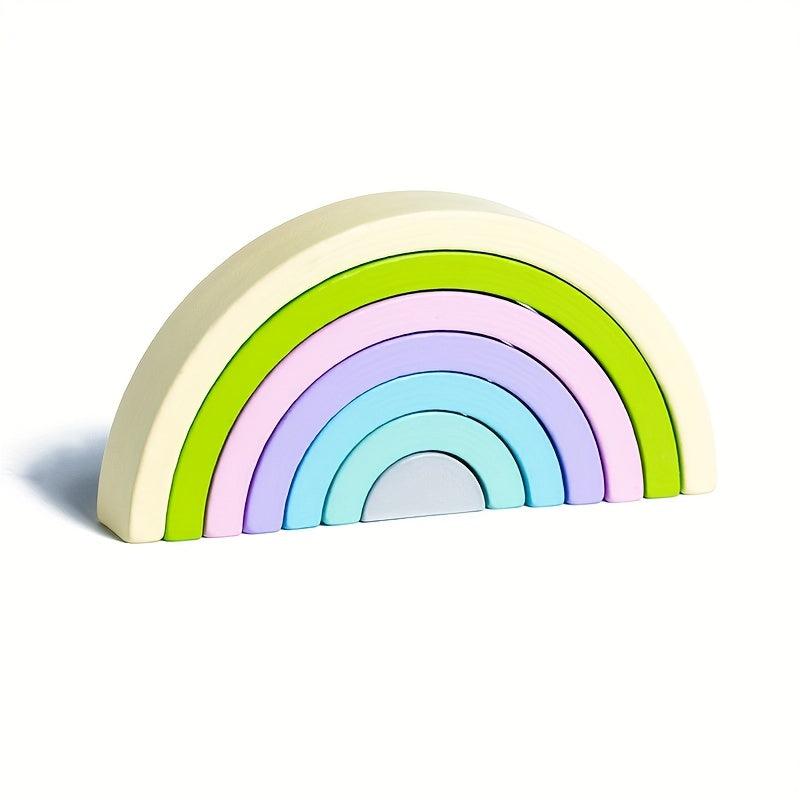 Wooden Rainbow Building Blocks DIY Stacking Educational Toys