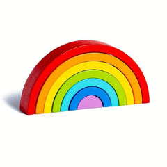 Wooden Rainbow Building Blocks DIY Stacking Educational Toys