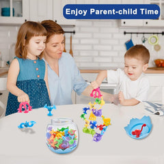 40pcs Suction Cup Animals Dinosaur Eggshell Storage Sensory Toys Kids 3+