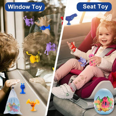 40pcs Suction Cup Animals Dinosaur Eggshell Storage Sensory Toys Kids 3+