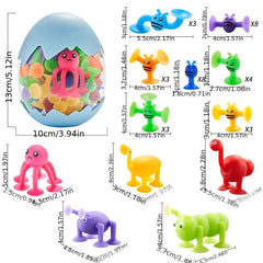 40pcs Suction Cup Animals Dinosaur Eggshell Storage Sensory Toys Kids 3+
