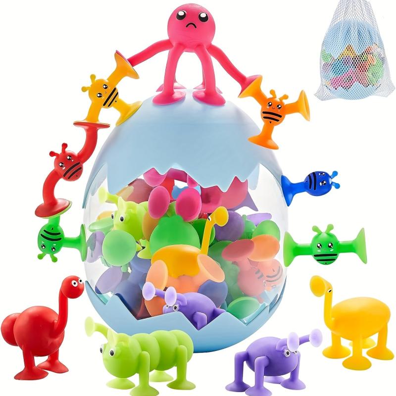 40pcs Suction Cup Animals Dinosaur Eggshell Storage Sensory Toys Kids 3+