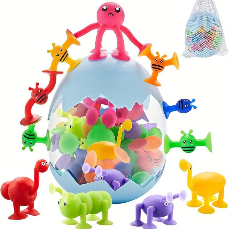 40pcs Suction Cup Animals Dinosaur Eggshell Storage Sensory Toys Kids 3+