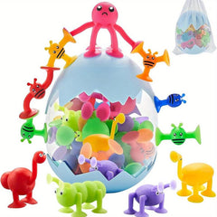 40pcs Suction Cup Animals Dinosaur Eggshell Storage Sensory Toys Kids 3+