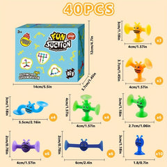 Animal Shape Sensory Suction Cup Toy Set for Kids Bath - 40 Pcs
