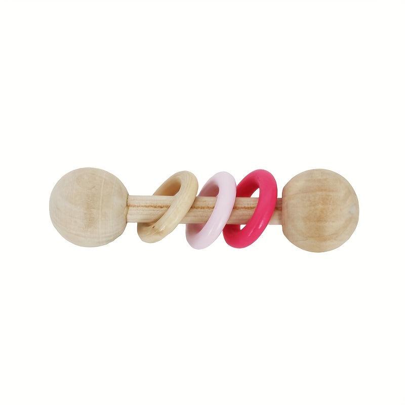 Wood Baby Toddler Bell Rattle Toys Log Hand Rattle 4pcs Set Single Pack