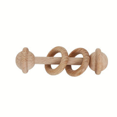 Wood Baby Toddler Bell Rattle Toys Log Hand Rattle 4pcs Set Single Pack