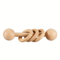 Wood Baby Toddler Bell Rattle Toys Log Hand Rattle 4pcs Set Single Pack
